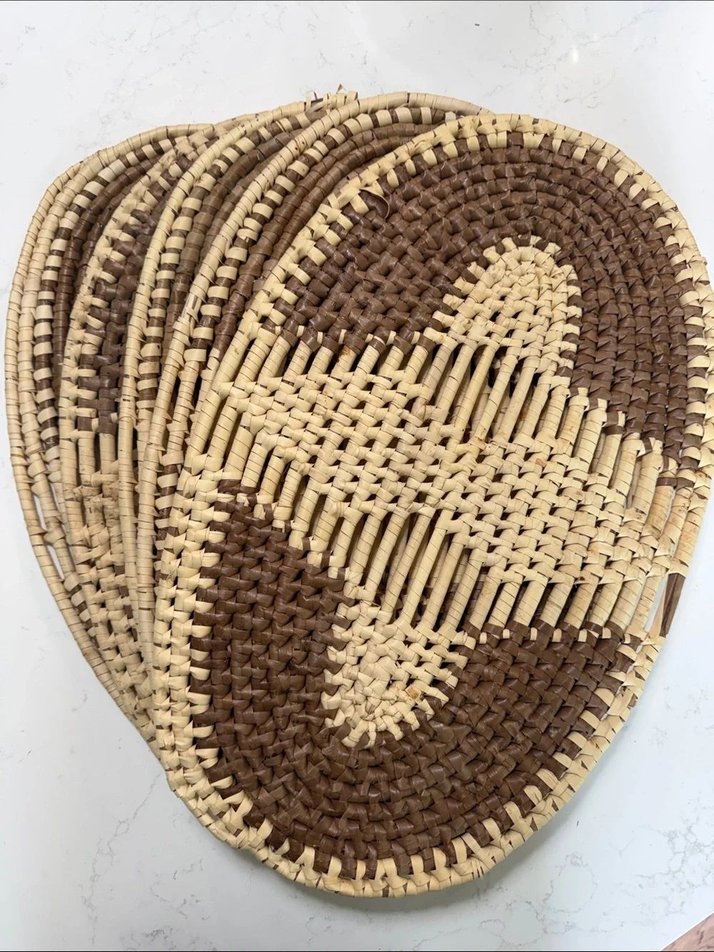 Handwoven Rattan Placemats - Natural & Brown Set of 5